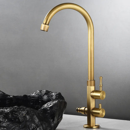 DecorBites™ Brass Outdoor Faucet with Double Function, Deck Mounted Tall Antique Garden Tap