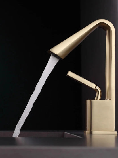 DecorBites™ Brush Gold Basin Faucet Single Lever Hot Cold Mixer Sink Tap Vanity