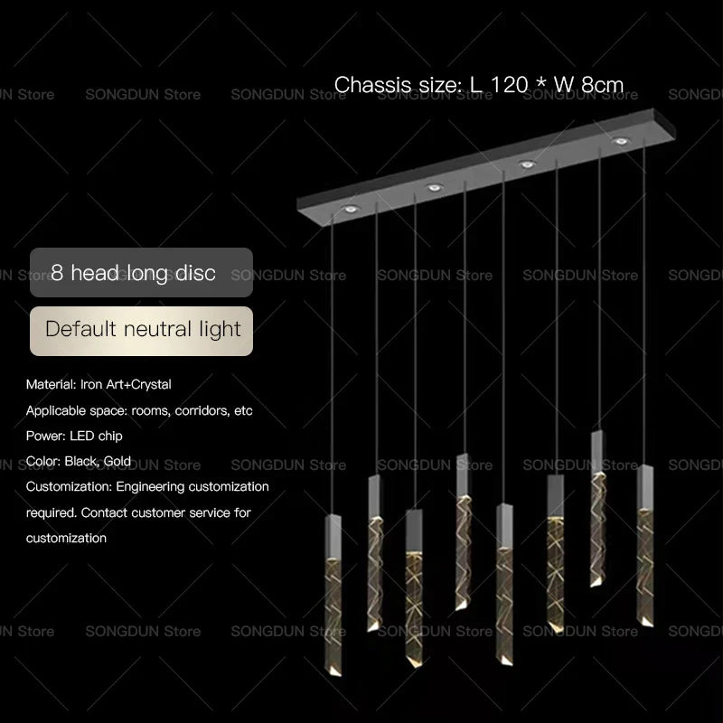 DecorBites™ Crystal Loft Chandelier for Duplex Living Room & Stairwell, Long Hanging Lighting