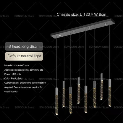 DecorBites™ Crystal Loft Chandelier for Duplex Living Room & Stairwell, Long Hanging Lighting