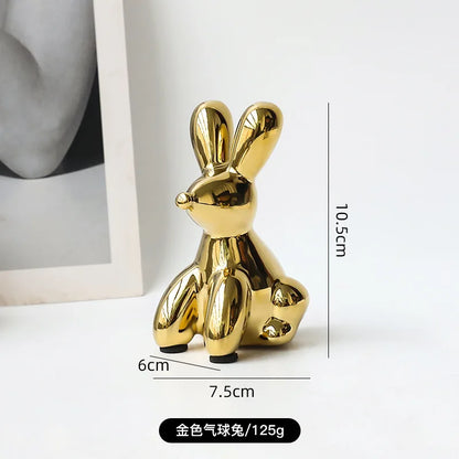 DecorBites™ Golden Monkey Dog Rabbit Ceramic Balloon Animals Desk Ornament