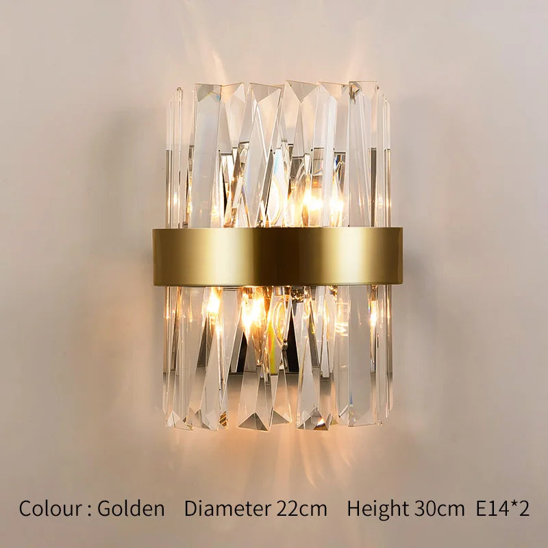 Luces de pared de cristal dorado Decorbites™: Aplique LED moderno para dormitorio, sala de estar y baño