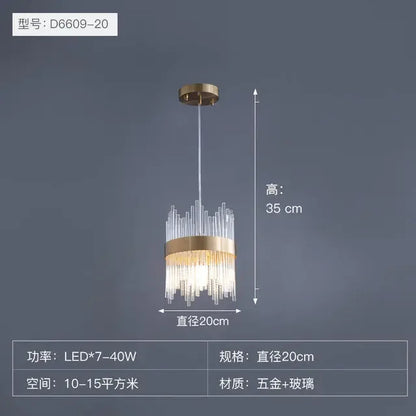 DecorBites™ Gold Crystal Chandelier Dimmable Luxury Pendant Lights for Bedroom & Living Room