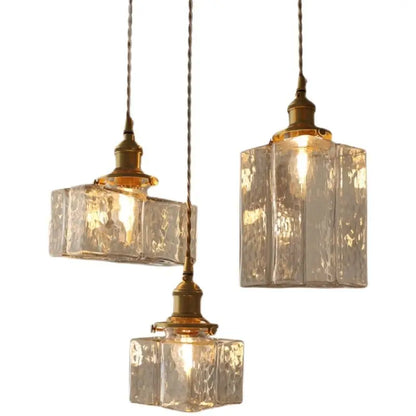Japanese Vintage Glass Pendant Light in Polished Brass
