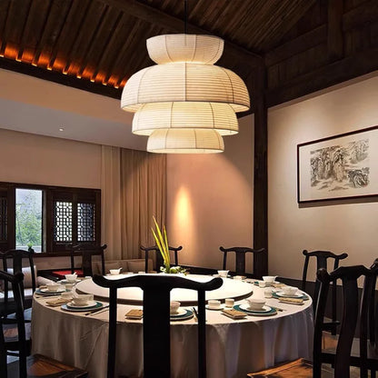 DecorBites™ Japanese Wabi Sabi Fabric Pendant Light: Traditional and Creative Lighting for Dining Room