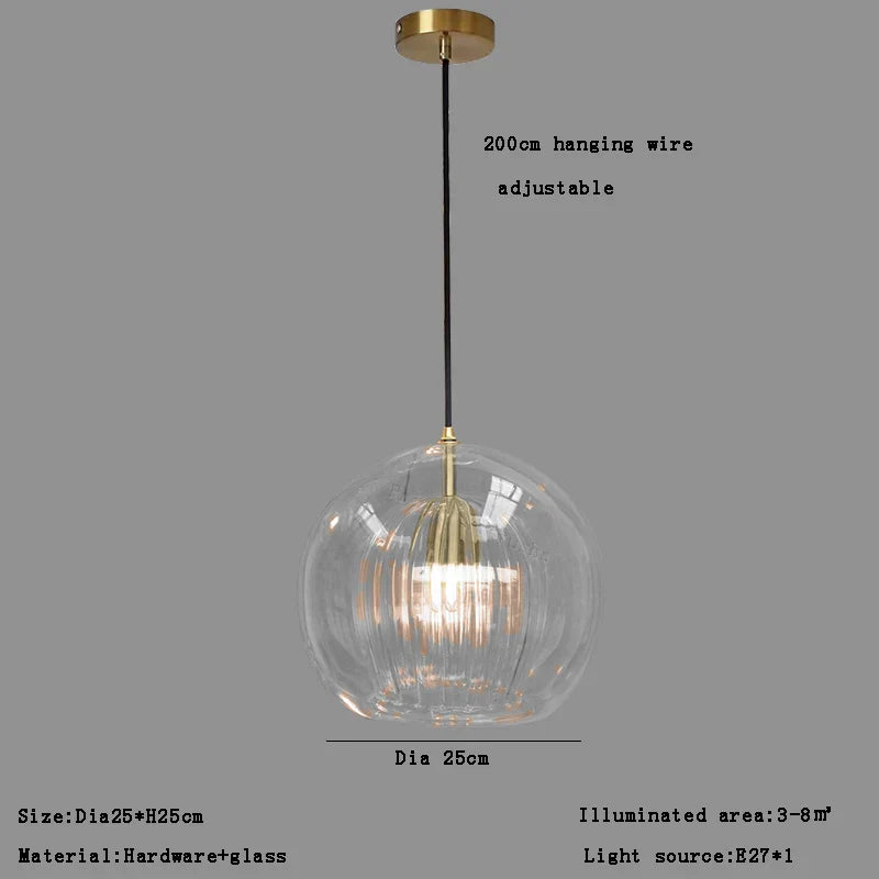 DecorBites™ Clear Glass Ball Pendant Light Chandelier for Living Room Dining Room Home Decor