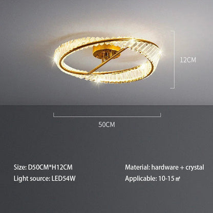 DecorBites™ Crystal Rings LED Ceiling Light Dimmable Gold Lustre for Home Decoration
