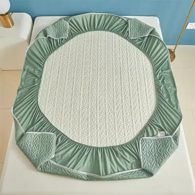 DecorBites™ Ice Silky Latex Fitted Sheet Set - Soft Breathable Solid Color Mat