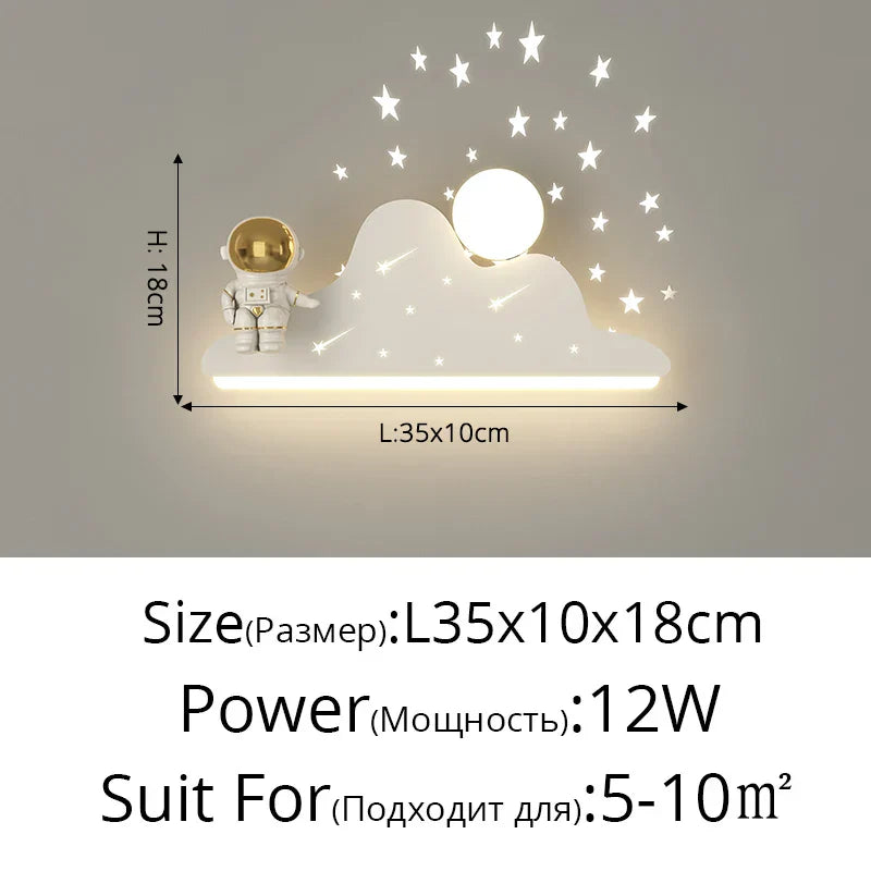 DecorBites™ Astronaut Moon Wall Lamp for Children's Bedroom with Simple Modern Design