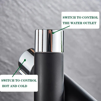 صنبور حوض أسود من DecorBites™: خلاط مياه بارد/ساخن لحوض السطح، رافعة موفرة للمياه