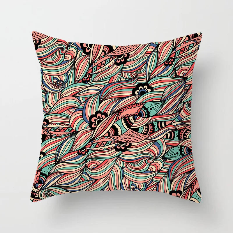 غطاء وسادة هندسي مربع من DecorBites™، غطاء وسادة أريكة بتصميم عرقي عتيق، مقاس 45×45 سم، ديكور منزلي