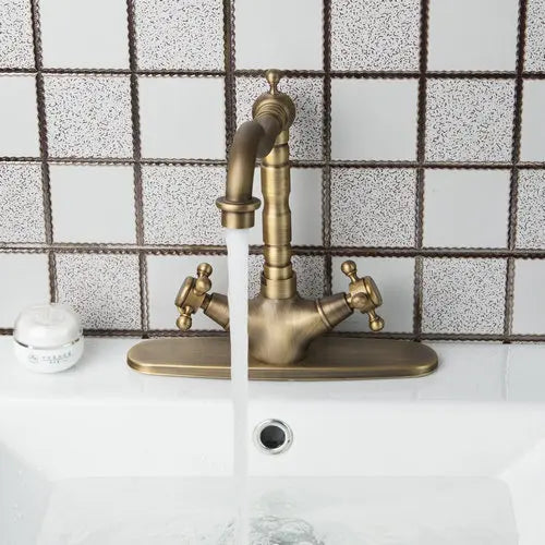 DecorBites™ Antique Brass Kitchen Tap Mixer Faucet Double Handles Sink Torneiras Cozinha