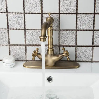 DecorBites™ Antique Brass Kitchen Tap Mixer Faucet Double Handles Sink Torneiras Cozinha