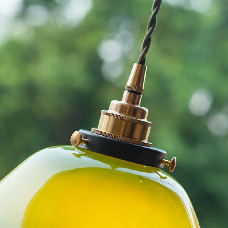 DecorBites™ Green Lotus LED Pendant Light Glass Hanging Lamp