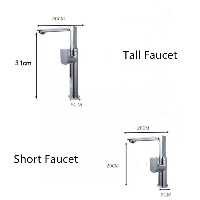 DecorBites™ Gold Brass Bathroom Basin Faucet, Single Handle Hot & Cold Mixer Tap