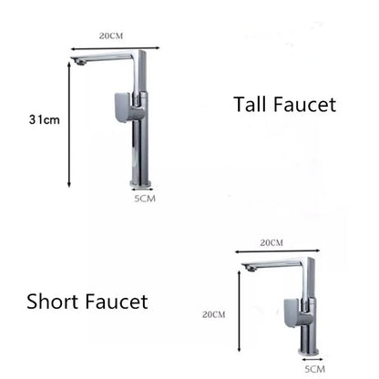 DecorBites™ Gold Brass Bathroom Basin Faucet, Single Handle Hot & Cold Mixer Tap