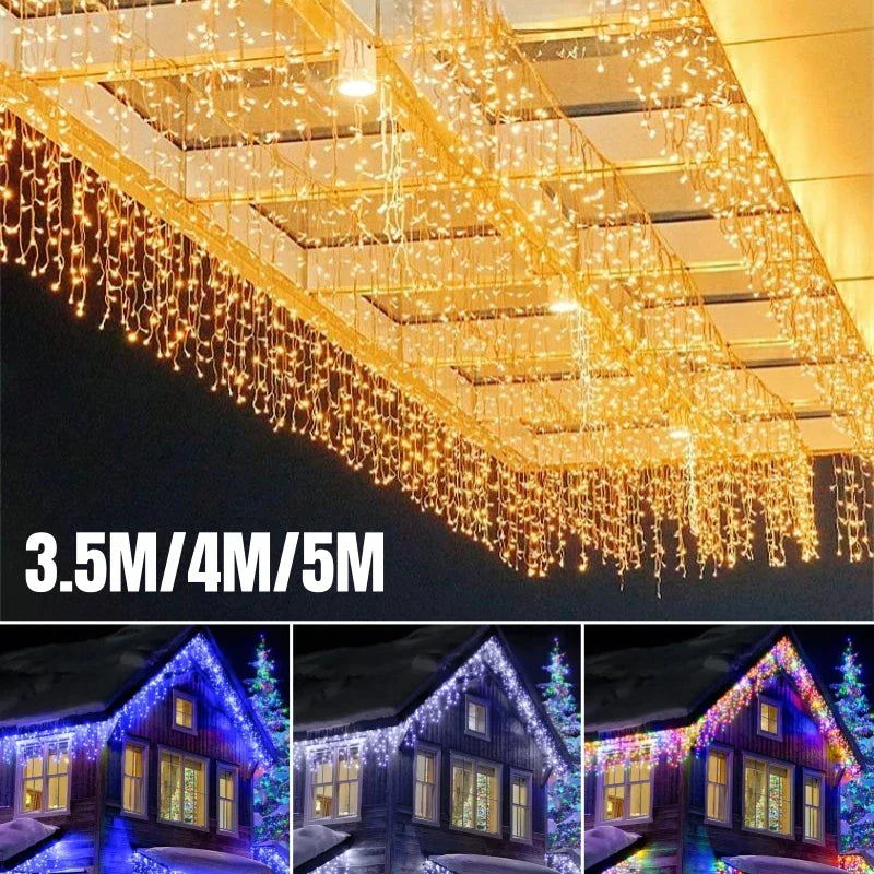 DecorBites™ Icicle LED String Lights: Festive Outdoor Christmas Decoration for Party, Patio, Garden
