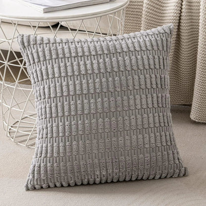 غطاء وسادة DecorBites™‎ مخطط من قماش مخملي فاخر مقاس 18×18 بوصة لغرفة المعيشة