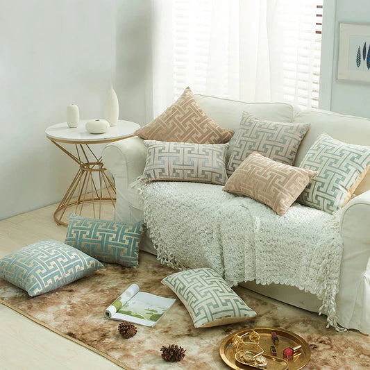 Funda de cojín decorativa DecorBites™ de chenilla geométrica: Funda de cojín con cremallera oculta para decoración del hogar.