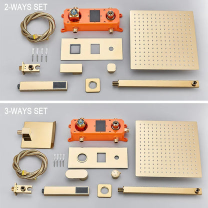 DecorBites™ Black Digital Shower Faucet Set with Rainfall Head and All-Metal Mixer Display