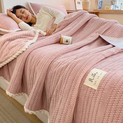 DecorBites™ Double Sided Jacquard Milk Velvet Blanket - Winter Warm Sofa Cover