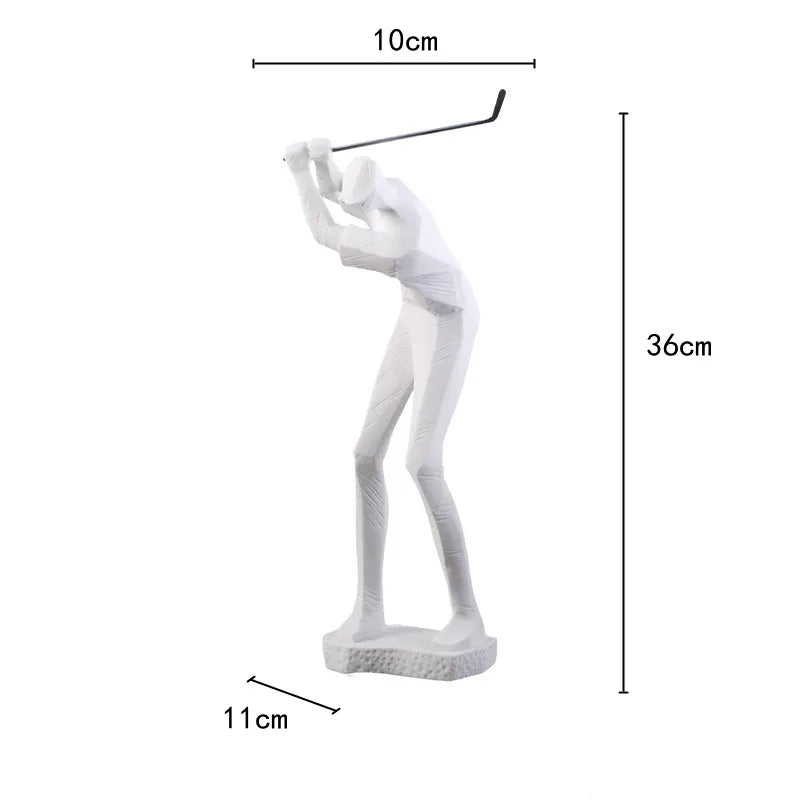 DecorBites™ Golf Player Sculpture Abstract Human Body Figure Statue Resin Decor Figurine
