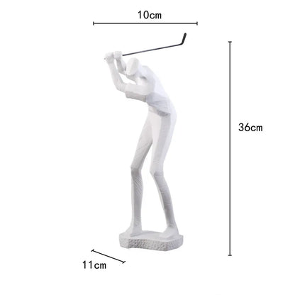 DecorBites™ Golf Player Sculpture Abstract Human Body Figure Statue Resin Decor Figurine