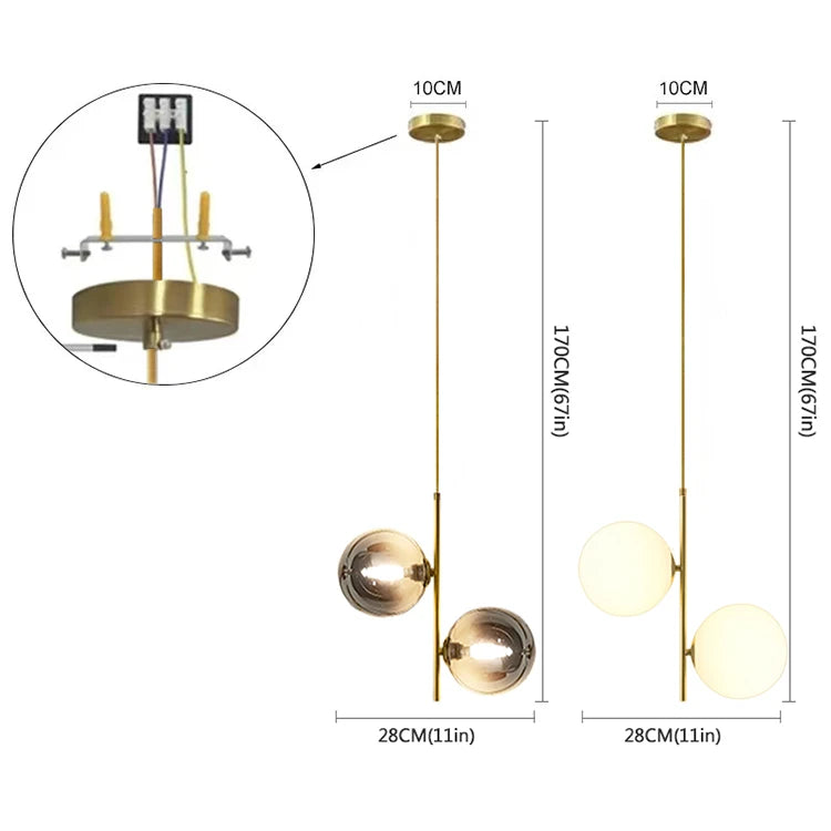Nordische Glas-Kugelleuchten Pendellampen Spannung 110V 220V Heimdekoration Esszimmer Schlafzimmer Nachttisch Eck-Hängeleuchten für die Decke