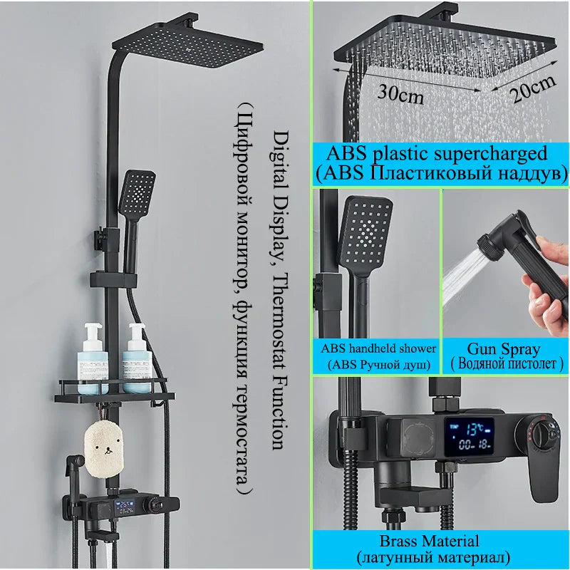 DecorBites™ Digital Thermostatic Shower Faucet Set with Bidet Sprayer