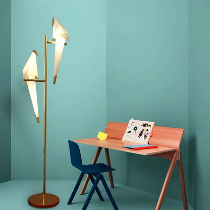 DecorBites™ Bird Origami Floor Lamp | Nordic Gold Bedroom Living Room Study Reading Light