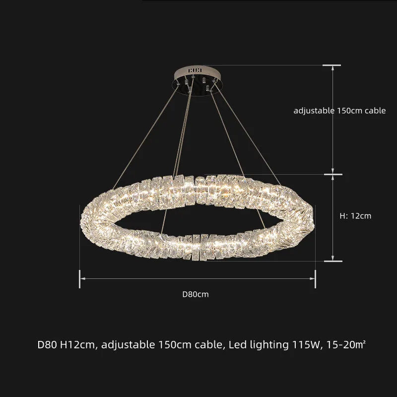 DecorBites™ Dimmable Crystal Chandelier Pendant Light for Modern Luxury Living Room.