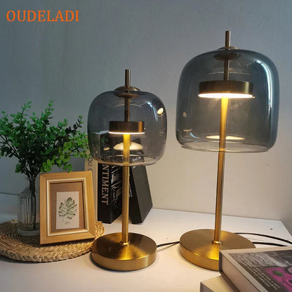 DecorBites™ Gold Glass LED Desk Lamp for Modern Luxury Home Decor