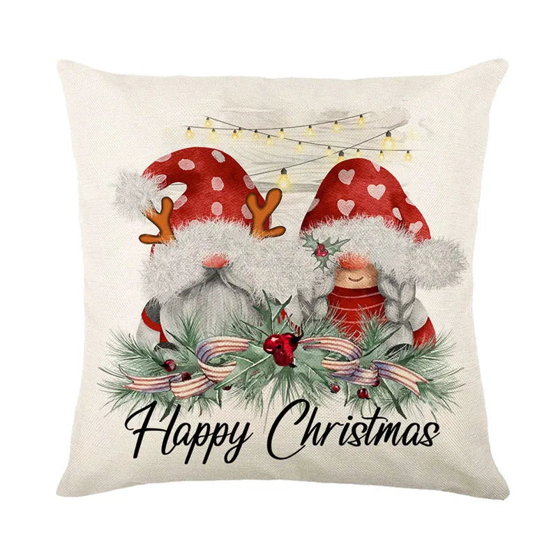 DecorBites™ Christmas Santa Claus Linen Pillowcase - Sofa Cushion Cover, Decorative Living Room Pillow Cover
