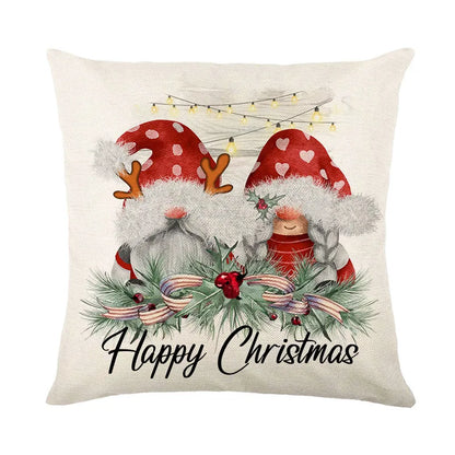 DecorBites™ Christmas Santa Claus Linen Pillowcase - Sofa Cushion Cover, Decorative Living Room Pillow Cover