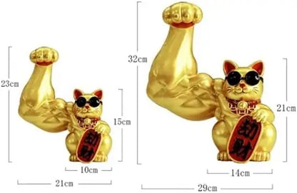 DecorBites™ Large Muscle Arm Fortune Cat Resin Sculpture Home Decor Statue