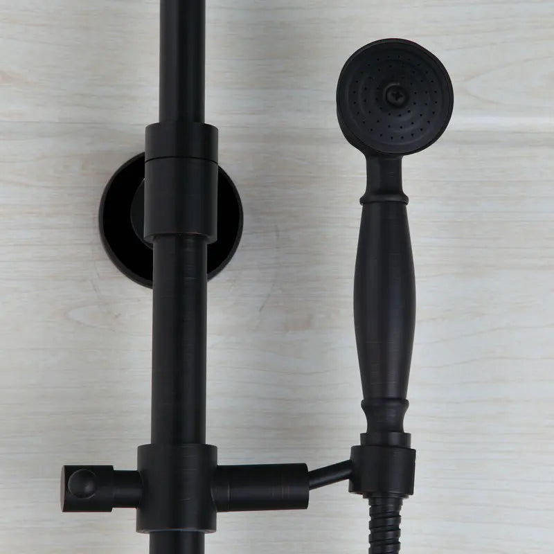 DecorBites™ 8 Inch Matte Black Shower Faucet Set with Hand Spray and Rainfall Head