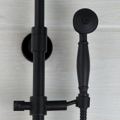 DecorBites™ 8 Inch Matte Black Shower Faucet Set with Hand Spray and Rainfall Head