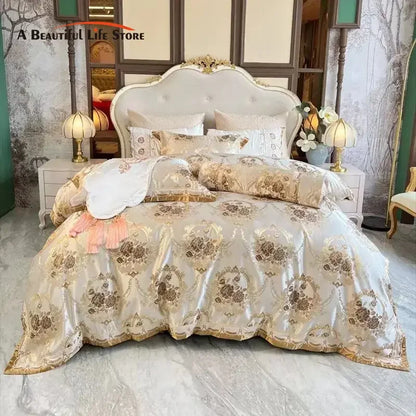 Decobites Luxury European Palace Jacquard Cotton Embroidery Bedding Set