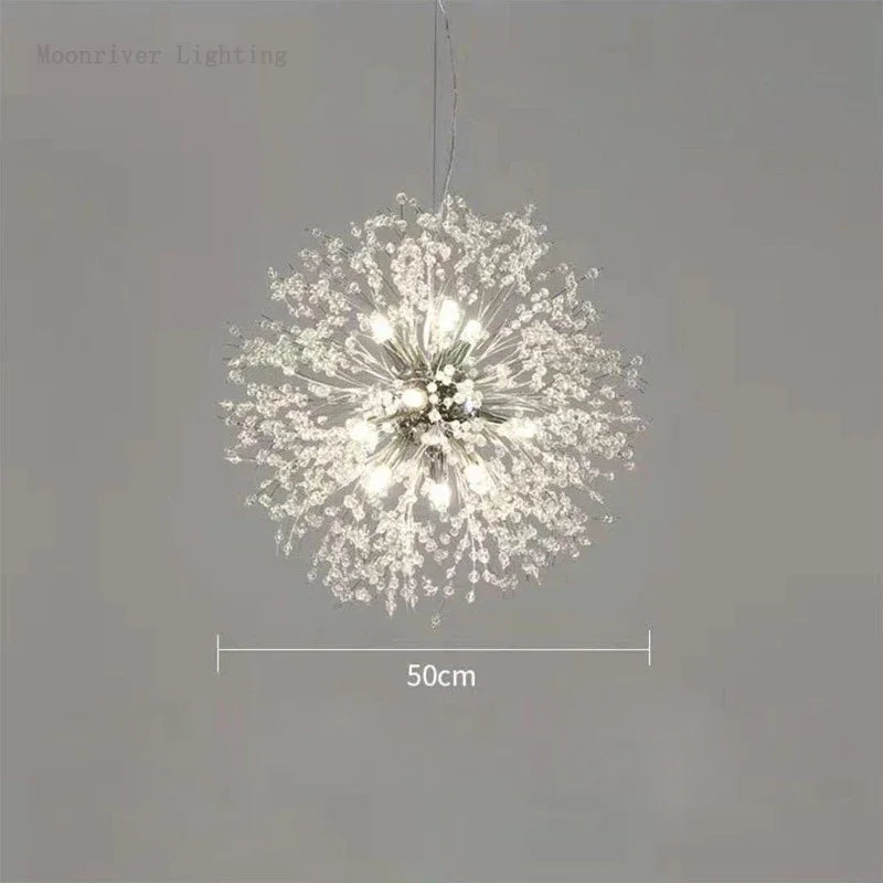 DecorBites™ Dandelion Crystal Chandelier: Modern Nordic Style LED Pendant Light for Living Room