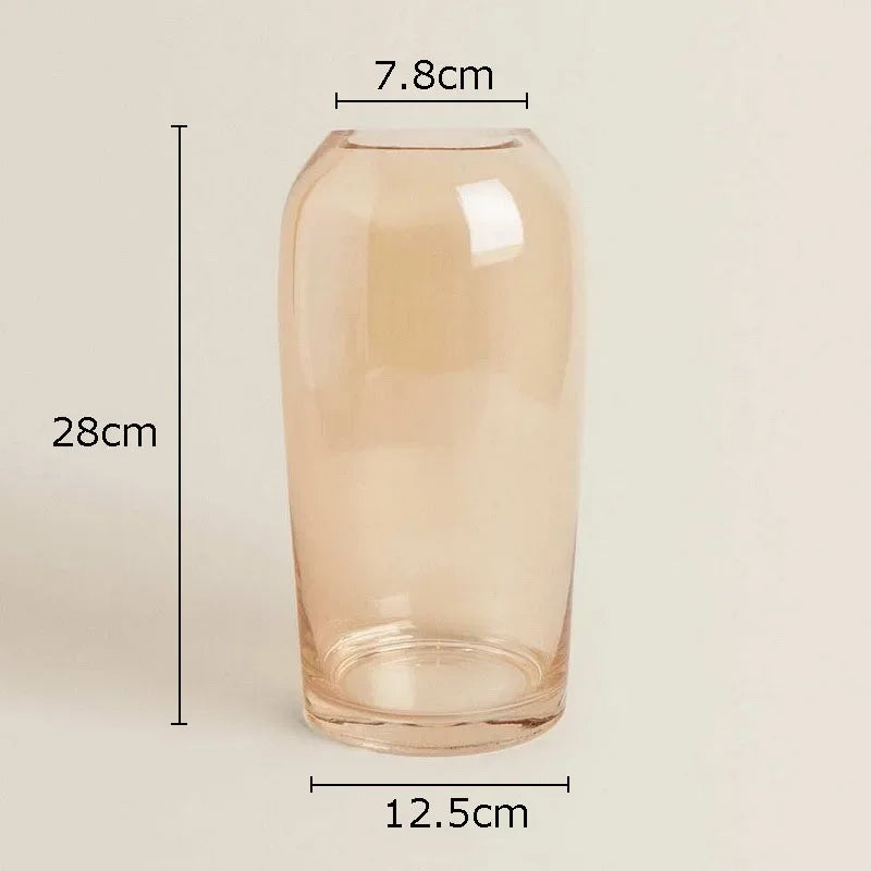 DecorBites™ Amber Glass Vase Transparent Hydroponics Flower Pot Modern Home Decor
