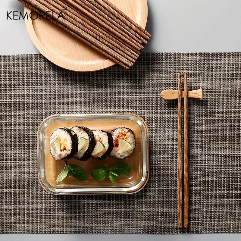 مجموعة DecorBites™ من 5 أعواد طعام خشبية طبيعية - أعواد طعام خاصة لمطاعم الفنادق اليابانية لأرز الرامن