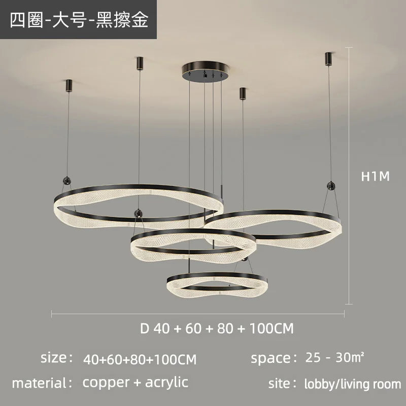 DecorBites™ LED Ring Pendant Chandelier for Living Room Bedroom and Dining Room