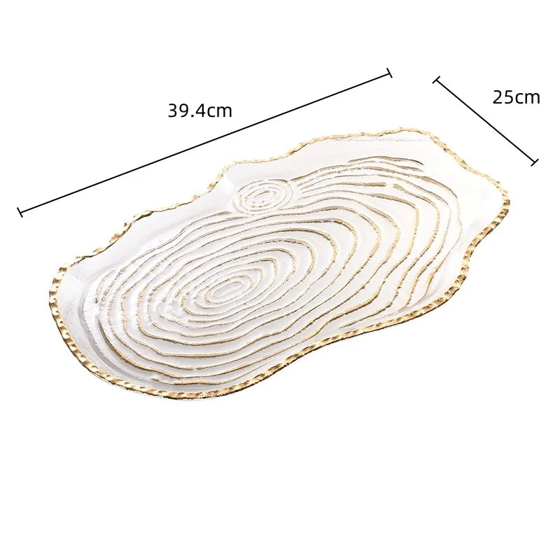 DecorBites™ Gold Foil Glass Tray Geometric Fruit Plate Home Decor Accessory