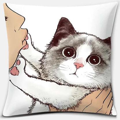 DecorBites™ Cute Cat Kiss Love Cartoon Pillowcase for Home Decor