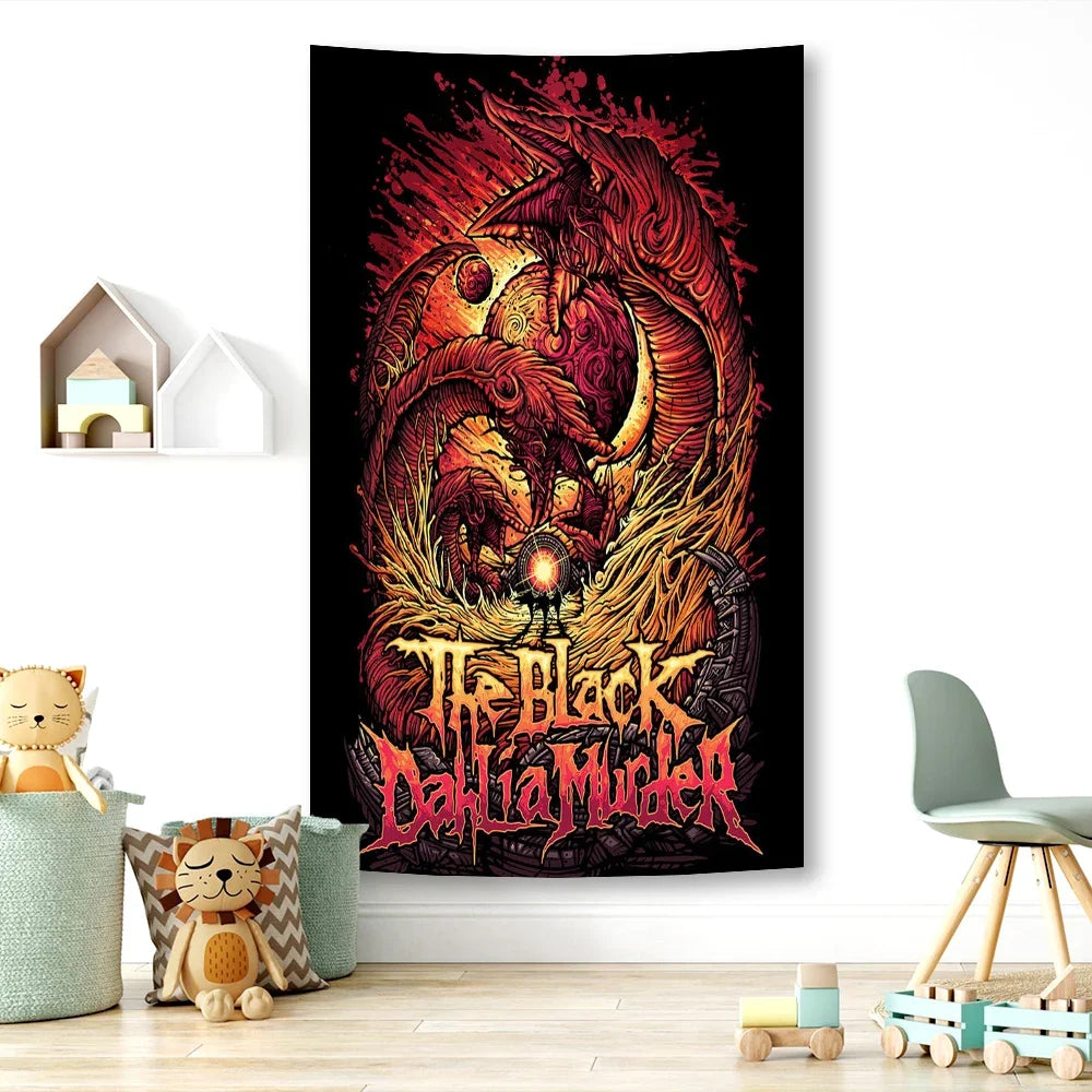 Decobites Black Dahlia Murder Metal Band Tapestry: Rock Music Poster for Studio Bar