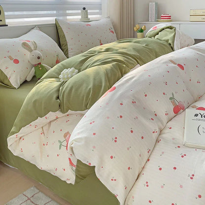 Juego de funda nórdica DecorBites™ de algodón estampado con doble capa de hilo - Cama Queen/King/Doble/Individual