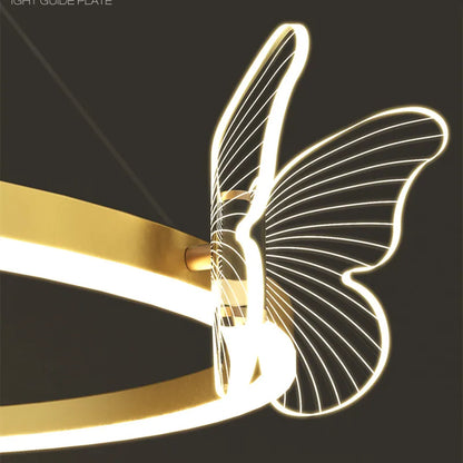 DecorBites™ Gold Butterfly LED Round Ceiling Chandelier for Living Room and Bedroom
