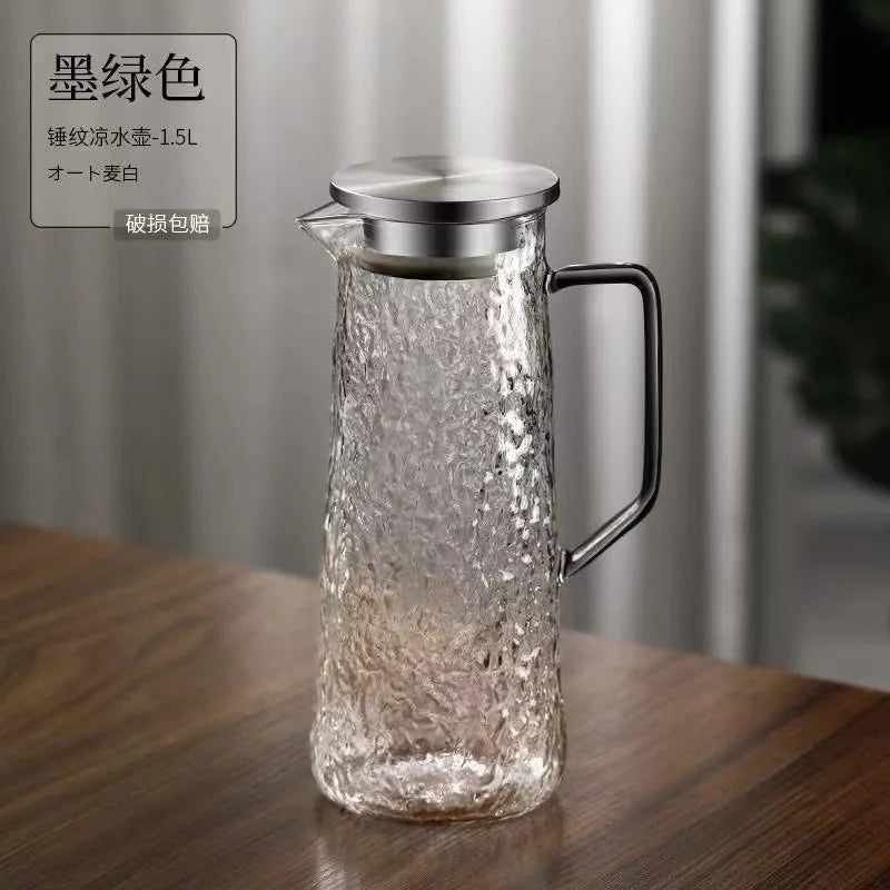 Jarra de agua DecorBites™ color ámbar gris con asa: Tetera y jarra para jugo de gran capacidad y resistente al calor.