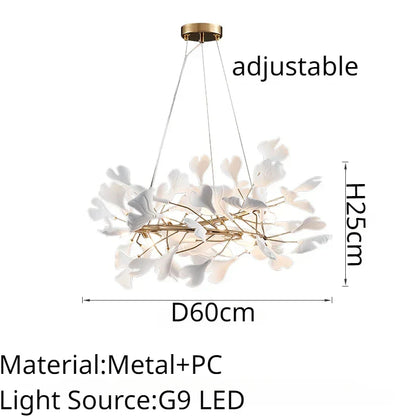 DecorBites™ Leaf Branch Ceramic Chandelier | Modern Golden Lighting Fixture for Living Room
