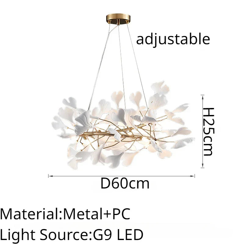 Lámpara de Araña Cerámica Rama de Hoja Decorbites™ | Lámpara de Iluminación Moderna Dorada para Sala de Estar